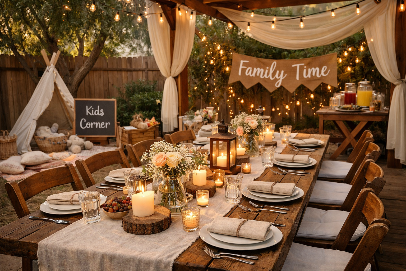 Dekor ve alan zonlama için masa ve süs düzeni